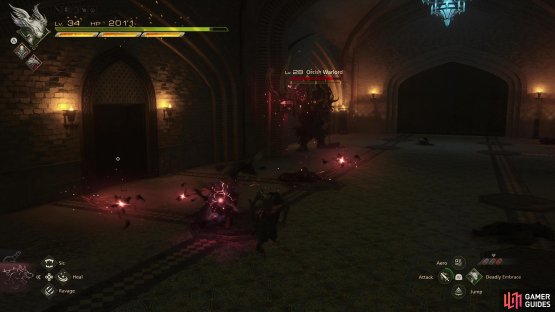 When injured, the Orcish Warlord will get more creative with its attacks, summoning vortexes of magic missiles at your location,