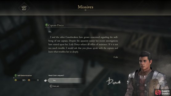 In addition, there are several side quests in !The Hideaway, including Self-Determination, which requires you to check out a letter on the Reading Table in Clive&rsquo;s Chambers.