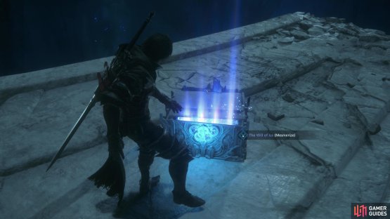 Conquer the Soultaker, then cross a bridge to find a chest containing The !Will of Ice (!Mesmerize).