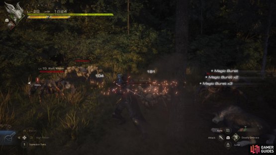 You can use !Magic Burst against multiple enemies to inflict Area of Effect damage.