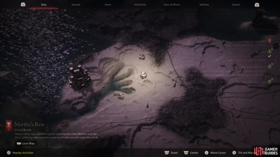 Travel to !Martha&rsquo;s Rest in the northwest of the main map.