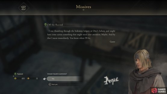 Accept the summons from !Gaute at the Reading Table in Clive&rsquo;s living quarters.