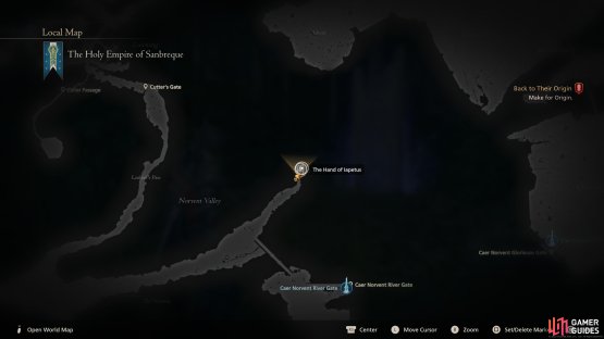 The !Ramuh trial is located just northeast of the !Caer Norvent River Gate in Sanbreque