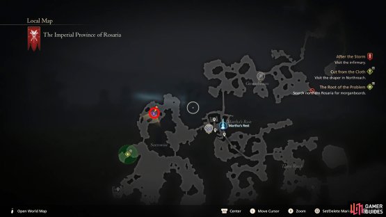Teleport to Martha&rsquo;s Rest, Rosaria, and leave via the western exit.