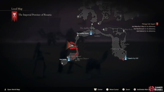 From the Port Isolde teleport, head northeast, north then west.
