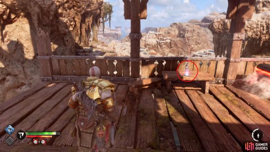 Sitting on the table after using the geysers to reach the higher platform where the chain is.