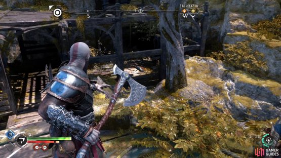 You&rsquo;ll need to grapple back to the other platform and kill the lizard from this vantage point before going back to collect the loot.