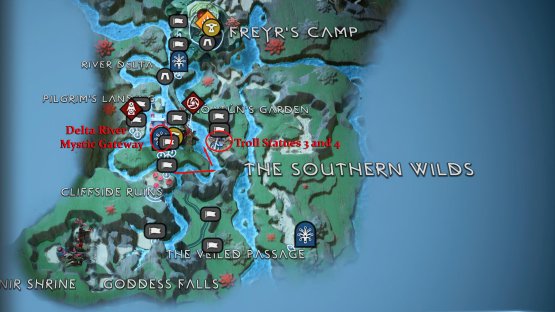 Troll Statue 3 can be found in Noatuun&rsquo;s Garden. Teleport to the Delta River Gateway in Vanaheim, and follow the river east, and then north.