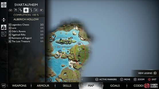The location of Alberich Hollow, which you need to reach via Dragon&rsquo;s Beach initially.