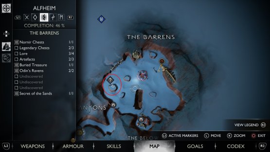 The location of The Hateful Draugr Hole in The Barrens of Alfheim.