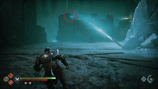 Look northeast just as you jump down to see the rune lore on top of the rock ahead.