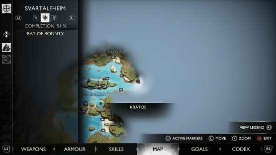 The location of the Yggdrasil Dew Drop directly east of Lyngbakr Island, in the northeast part of the Bay of Bounty.