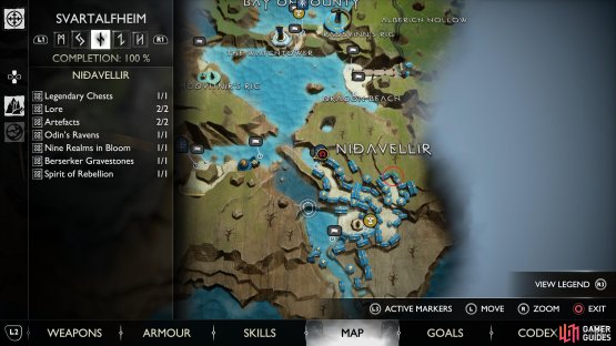 The location of the Mining Glory Treasure map in Nidavellir.