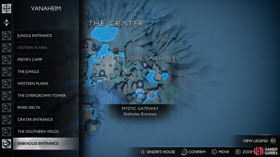 The location of the Starblush Flower in The Sinkholes.