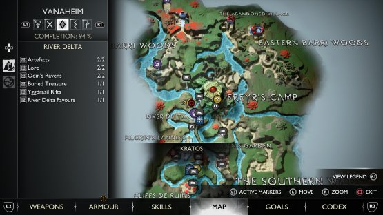 The location of the dew drop on the map in the main region of Vanaheim.
