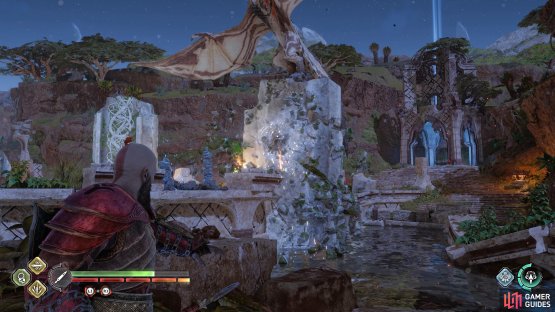 Destroy the pillars it&rsquo;s perched on to send it away and start the favor