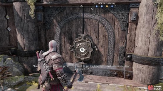 where you&rsquo;ll find a sealed door that sparks Mimir&rsquo;s memory of past misdeeds.