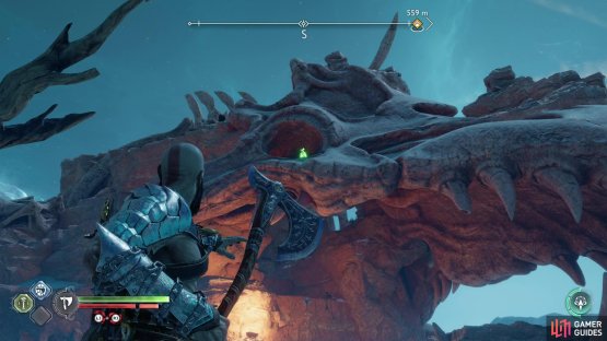 Along the eastern end of The Barrens you&rsquo;ll find a massive skeleton. Search the northern eye socket, where one of Odin&rsquo;s Ravens roosts.