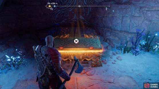 then climb to reach a Legendary Chest containing Hel&rsquo;s Touch, a Light Runic Attack for the Leviathan Axe.