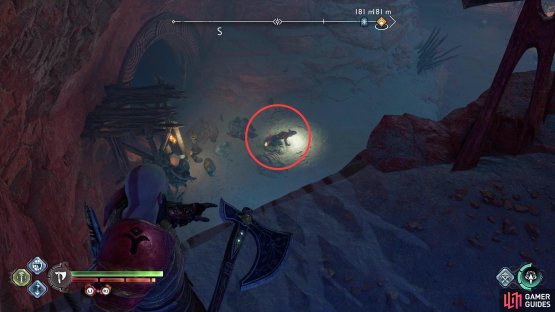 Climb up to where the the Legendary Chest with Hel&rsquo;s Touch is located to lure the Loot Lizard into a false sense of security.