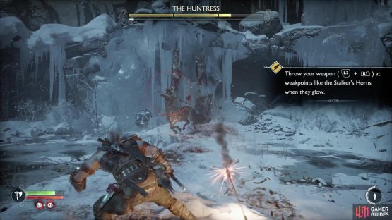 The Huntress prefers to keep her distance, and will bolt away, firing arrows to cover her retreat.