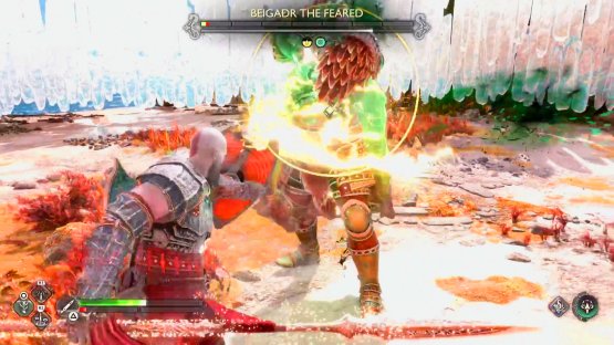 Sometimes in melee range, Beigadr will perform a yellow-ring attack.