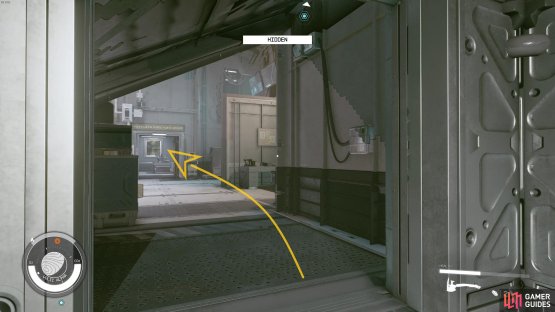 Cross the enemy-filled room slowly to head towards the Research Director&rsquo;s Office
