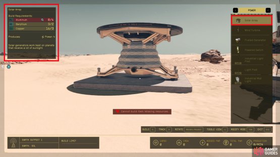 In the top left of Build Mode, you&rsquo;ll get information for the current building you want to place.