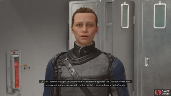 After handing in at least 18 bits of evidence speak to Toft about her past in the Crimson Fleet