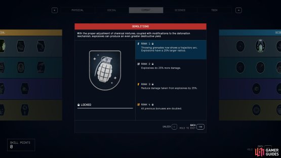 The Combat tree doesn&rsquo;t have anything for Outpost building, but Demolitions can help when defending it.