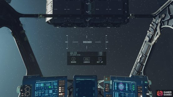You&rsquo;ll know you&rsquo;re docked when you get this pop-up on your ship&rsquo;s HUD.
