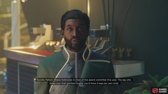 Speak with the patrons until they give you some information on Sheila Holbrooke