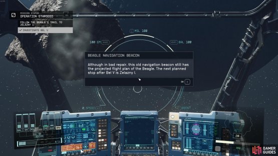 Find the Navigation Beacon and it&rsquo;ll tell you that the Beagle is in the Zelazny system 