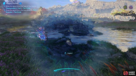 A pinned material can be tracked using your Na’vi sense, where it will be highlighted in yellow.