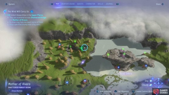 The location of the Spite Kite on the map.