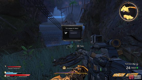 to find the The Legend of Pooki Scroll sitting beside a cannon. 