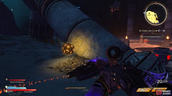 to find the Lucky Dice sitting behind a stone pillar. 