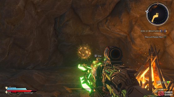 to find the sixth Lucky Dice sitting beside a bonfire inside of the cave. 