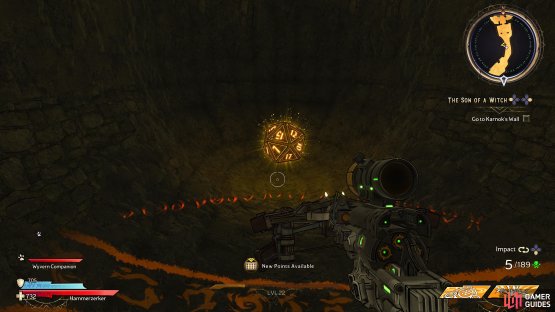 to find the eleventh Lucky Dice hiding in gap in the wall to the left of the swinging hammer. 