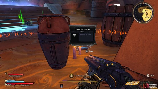 to find the Eternal Wellspring Scroll sitting beside a barrel. 