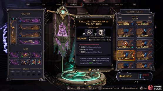 except that Legendary ones will have a special effect attached to them