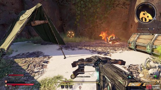 The Dice will be hidden behind the tent