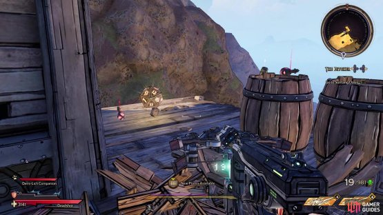 It will be hidden behind the crates and barrels