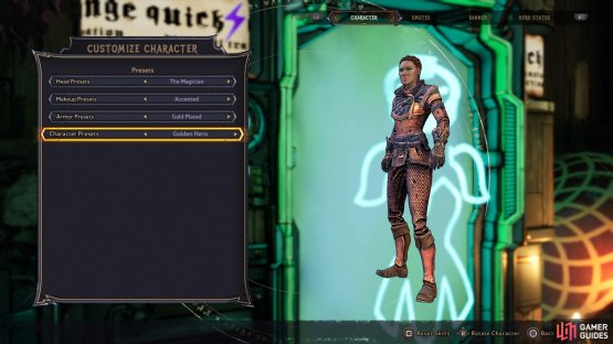 The armor presets are a part of your cosmetic appearance