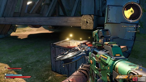 It will be sitting on a small crate right next to the siege machine