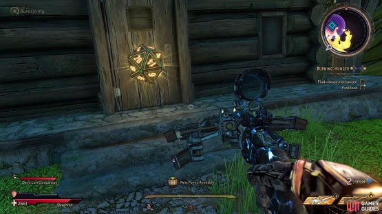 The Die is behind the house in the northeast corner