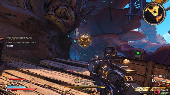 to find the Lucky Dice sitting on a wooden plank next to a shipwreck. 