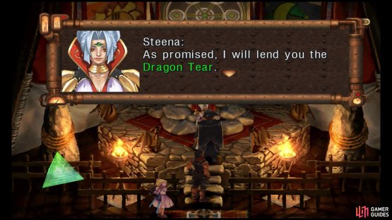 After beating the six dragons, Steena will hand you the Dragon Tear.
