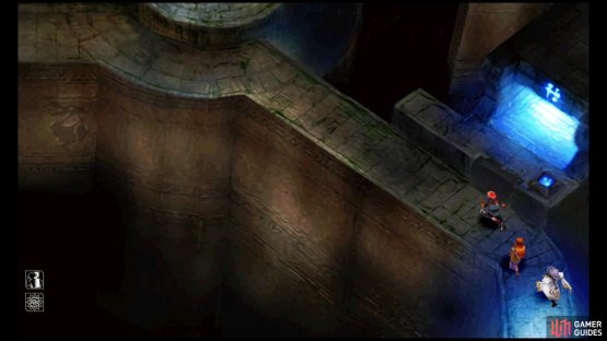This puzzle room has two rotating bridges.