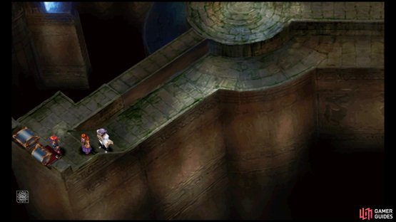 At the south-west corner, inspect the bottom chest to move the bridge towards you.